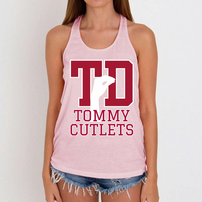 Ny Italian Hand Gesture Tommy Cutlets Football Quarterback Trendy Design Women's Knotted Racerback Tank