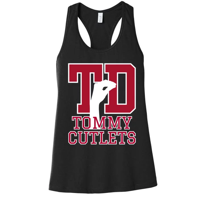 Ny Italian Hand Gesture Tommy Cutlets Football Quarterback Women's Racerback Tank