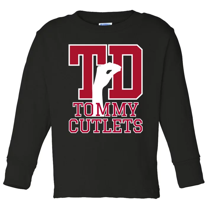 Ny Italian Hand Gesture Tommy Cutlets Football Quarterback Toddler Long Sleeve Shirt