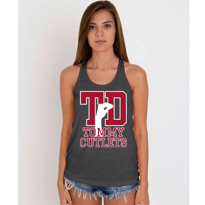 Ny Italian Hand Gesture Tommy Cutlets Football Quarterback Women's Knotted Racerback Tank