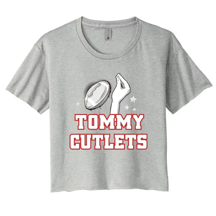 Ny Italian Hand Gesture Tommy Cutlets Football Quarterback Women's Crop Top Tee