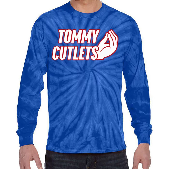 NY Italian Hand Gesture Tommy Cutlets Football Quarterback Tie-Dye Long Sleeve Shirt