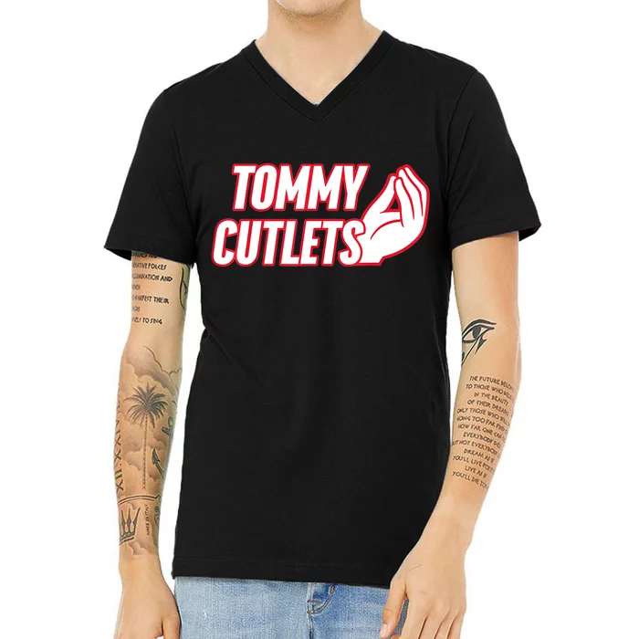 Ny Italian Hand Gesture Tommy Cutlets Football Quarterback V-Neck T-Shirt