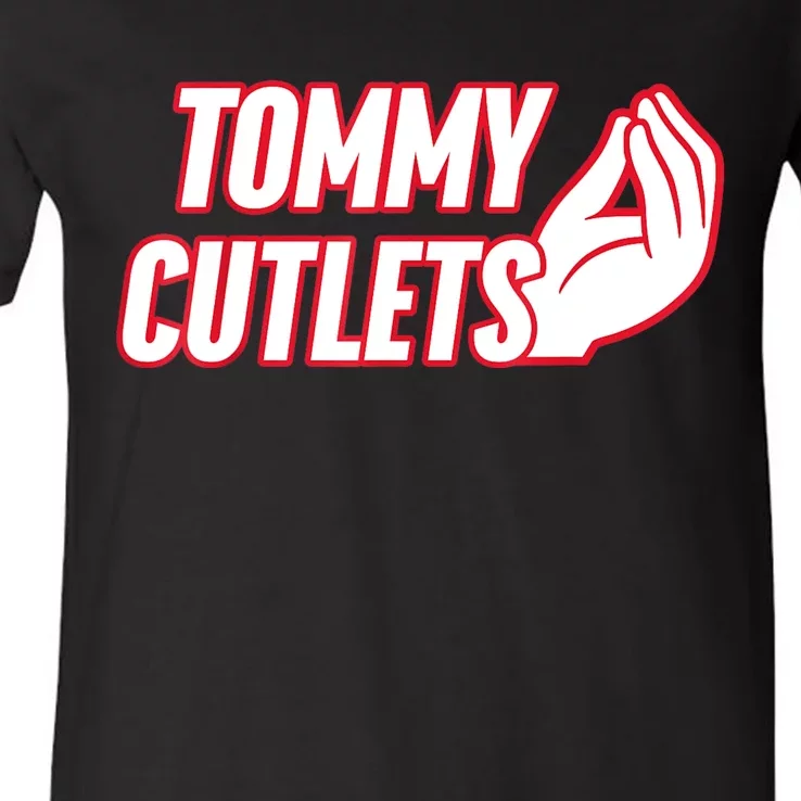 Ny Italian Hand Gesture Tommy Cutlets Football Quarterback V-Neck T-Shirt