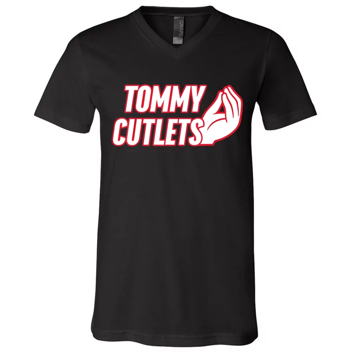 Ny Italian Hand Gesture Tommy Cutlets Football Quarterback V-Neck T-Shirt