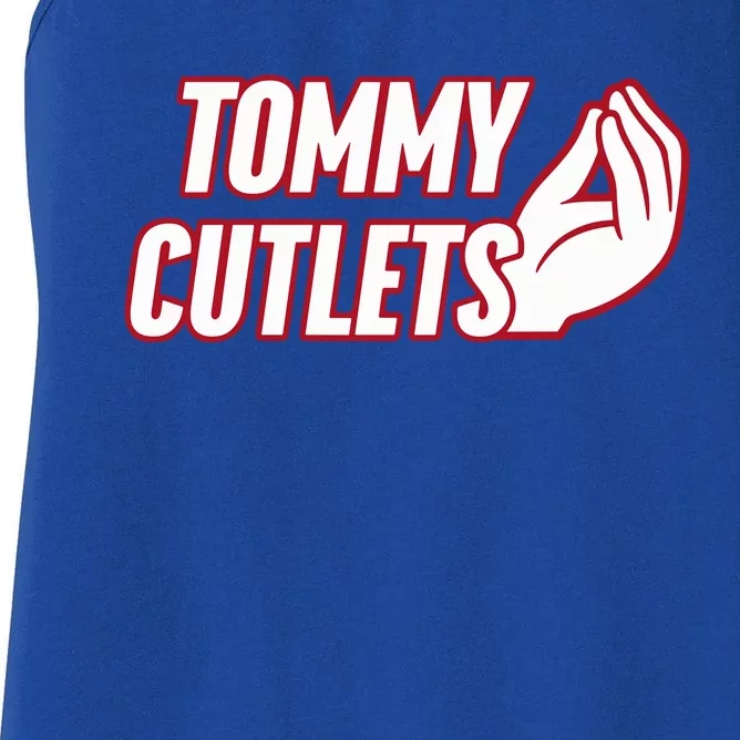 Ny Italian Hand Gesture Tommy Cutlets Football Quarterback Women's Racerback Tank