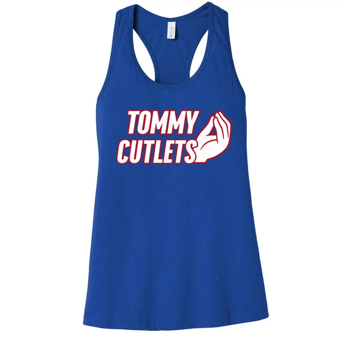 Ny Italian Hand Gesture Tommy Cutlets Football Quarterback Women's Racerback Tank