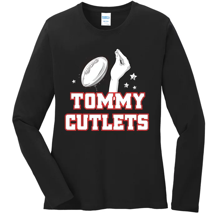 Ny Italian Hand Gesture Tommy Cutlets Football Quarterback Ladies Long Sleeve Shirt