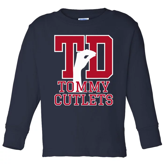 NY Italian Hand Gesture Tommy Cutlets Football Quarterback Toddler Long Sleeve Shirt