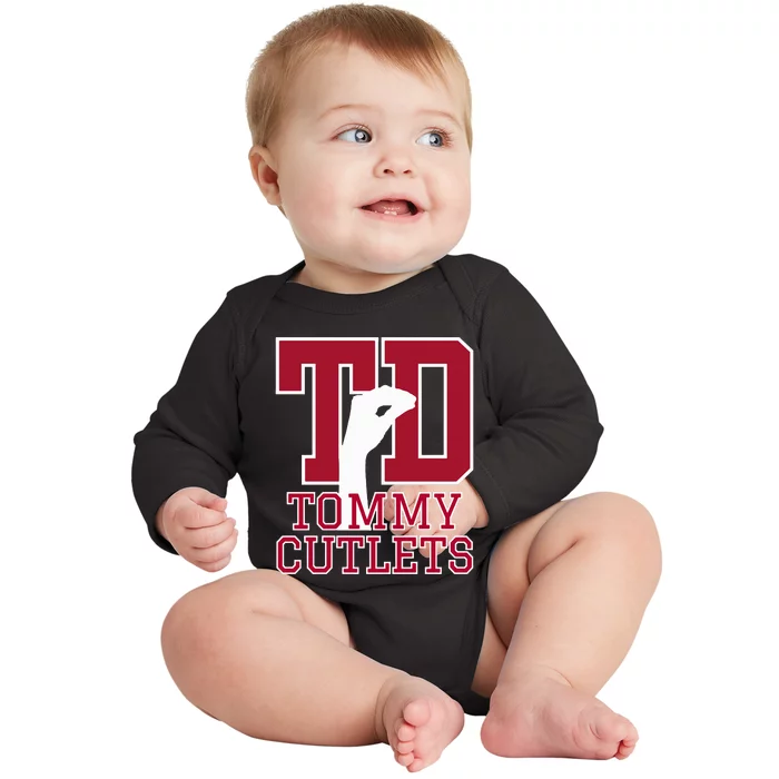 NY Italian Hand Gesture Tommy Cutlets Football Quarterback Baby Long Sleeve Bodysuit