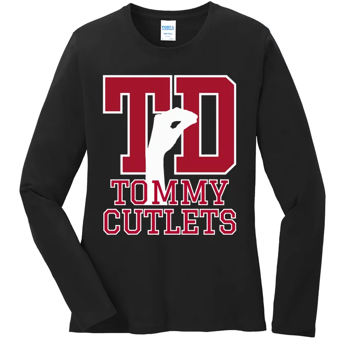 NY Italian Hand Gesture Tommy Cutlets Football Quarterback Ladies Long Sleeve Shirt