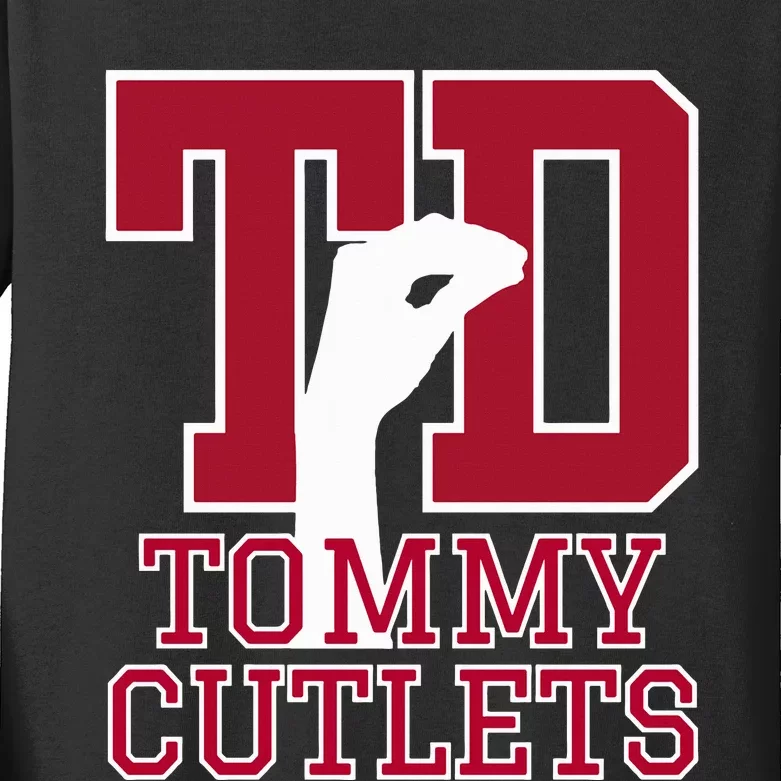 NY Italian Hand Gesture Tommy Cutlets Football Quarterback Kids Long Sleeve Shirt