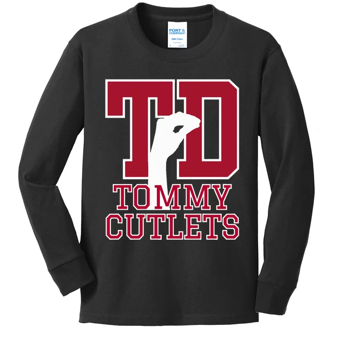 NY Italian Hand Gesture Tommy Cutlets Football Quarterback Kids Long Sleeve Shirt