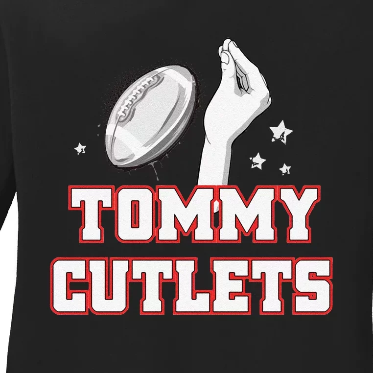 Ny Italian Hand Gesture Tommy Cutlets Football Quarterback Ladies Long Sleeve Shirt