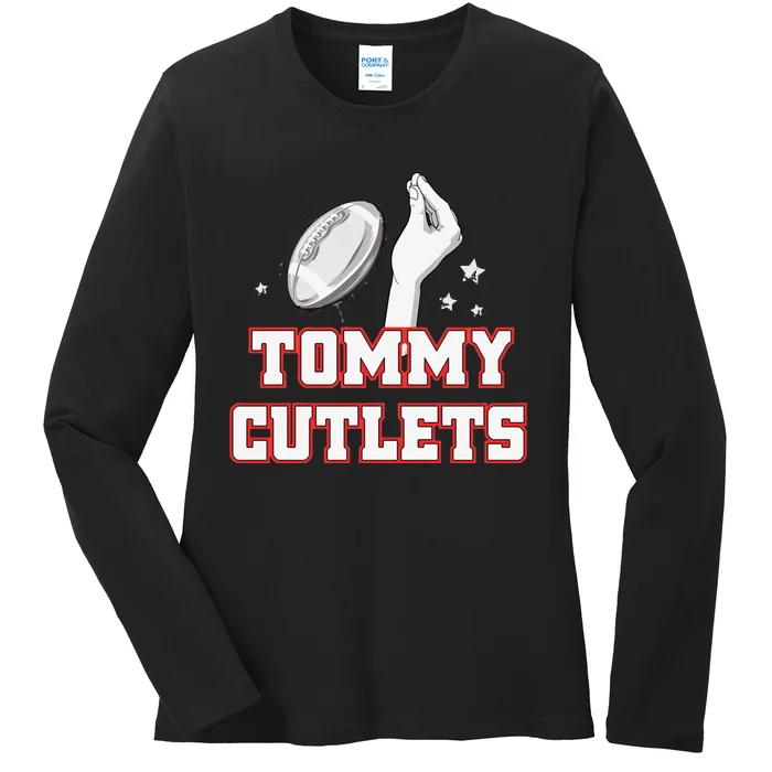 Ny Italian Hand Gesture Tommy Cutlets Football Quarterback Ladies Long Sleeve Shirt