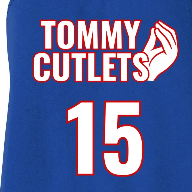 Ny Italian Hand Gesture Tommy Cutlets Football Quarterback Women's Racerback Tank