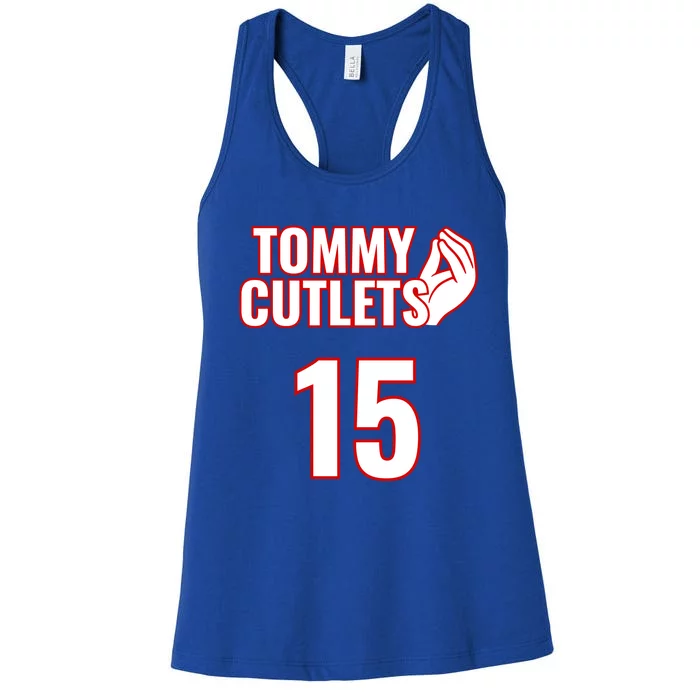 Ny Italian Hand Gesture Tommy Cutlets Football Quarterback Women's Racerback Tank