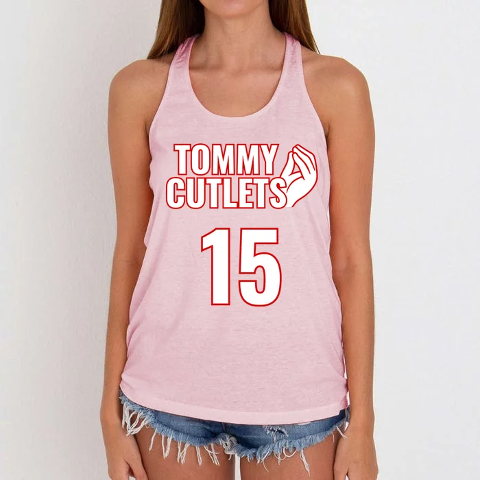 Ny Italian Hand Gesture Tommy Cutlets Football Quarterback Women's Knotted Racerback Tank