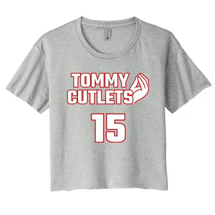 Ny Italian Hand Gesture Tommy Cutlets Football Quarterback Women's Crop Top Tee