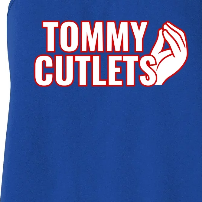 Ny Italian Hand Gesture Tommy Cutlets Football Quarterback Women's Racerback Tank