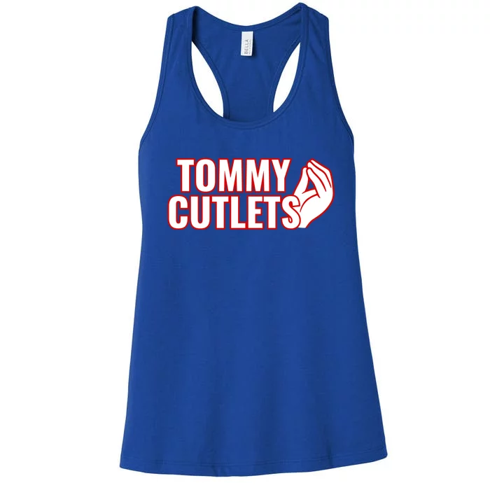 Ny Italian Hand Gesture Tommy Cutlets Football Quarterback Women's Racerback Tank