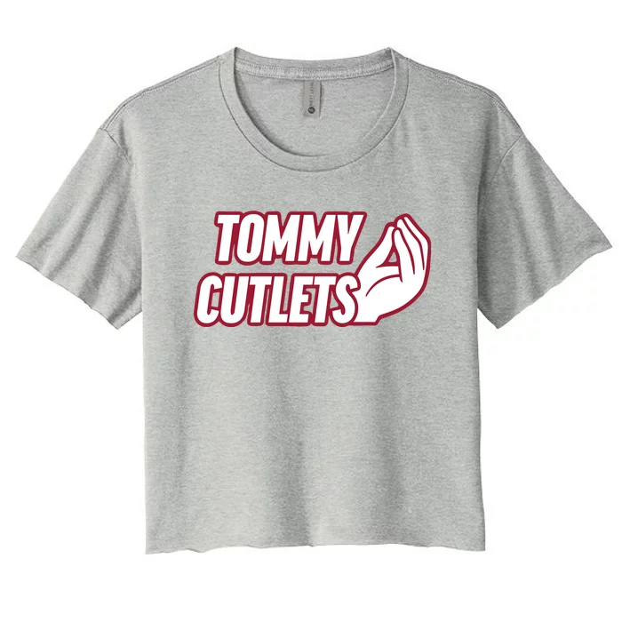 Ny Italian Hand Gesture Tommy Cutlets Football Quarterback Women's Crop Top Tee