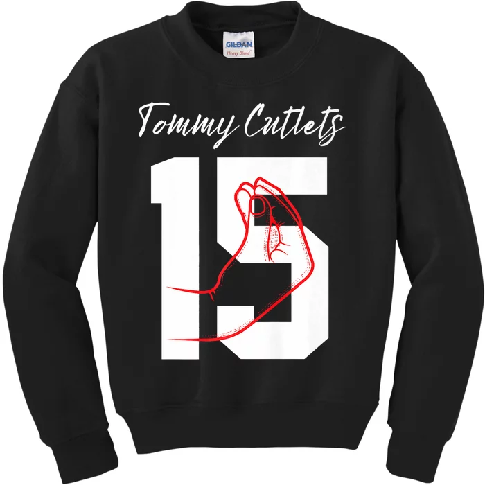 Ny Italian Hand Gesture Tommy_ Cutlets Football Quarterback Trendy Kids Sweatshirt