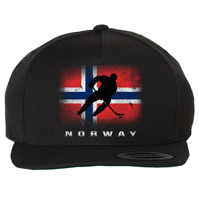 Norway Ice Hockey Norwegian Flag Norge Gift Wool Snapback Cap