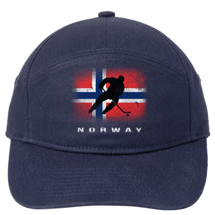 Norway Ice Hockey Norwegian Flag Norge Gift 7-Panel Snapback Hat