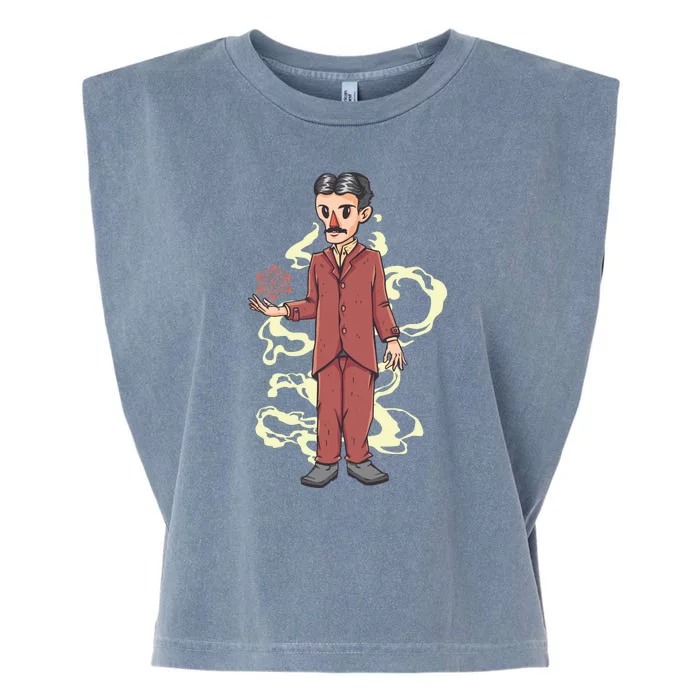 Nikola Tesla Cartoon Garment-Dyed Women's Muscle Tee