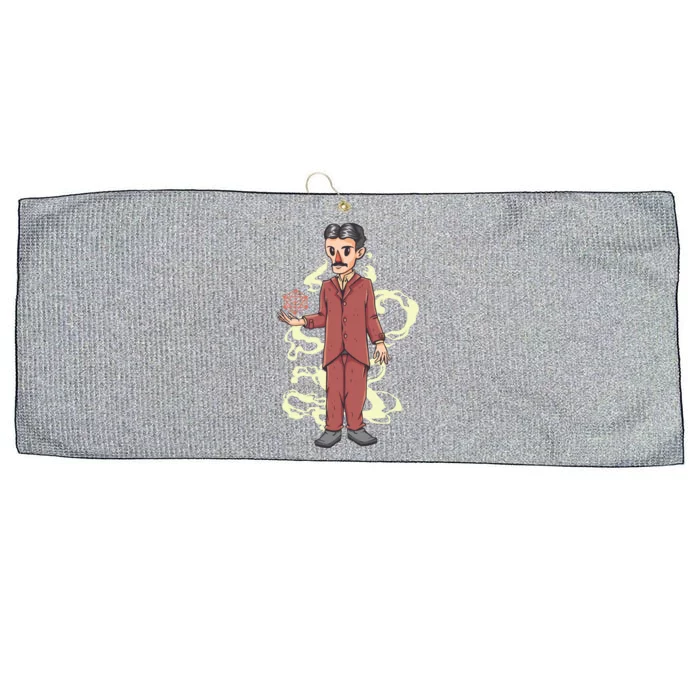 Nikola Tesla Cartoon Large Microfiber Waffle Golf Towel