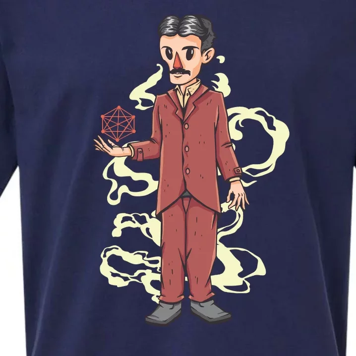 Nikola Tesla Cartoon Sueded Cloud Jersey T-Shirt