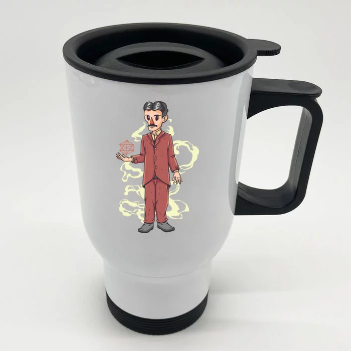 Nikola Tesla Cartoon Front & Back Stainless Steel Travel Mug