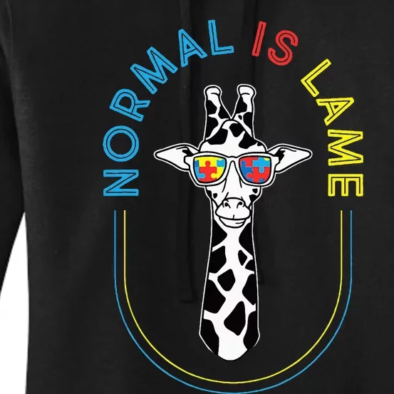 Normal Is Lame Giraffe Autistic Puzzle Autism Awareness Women's Pullover Hoodie