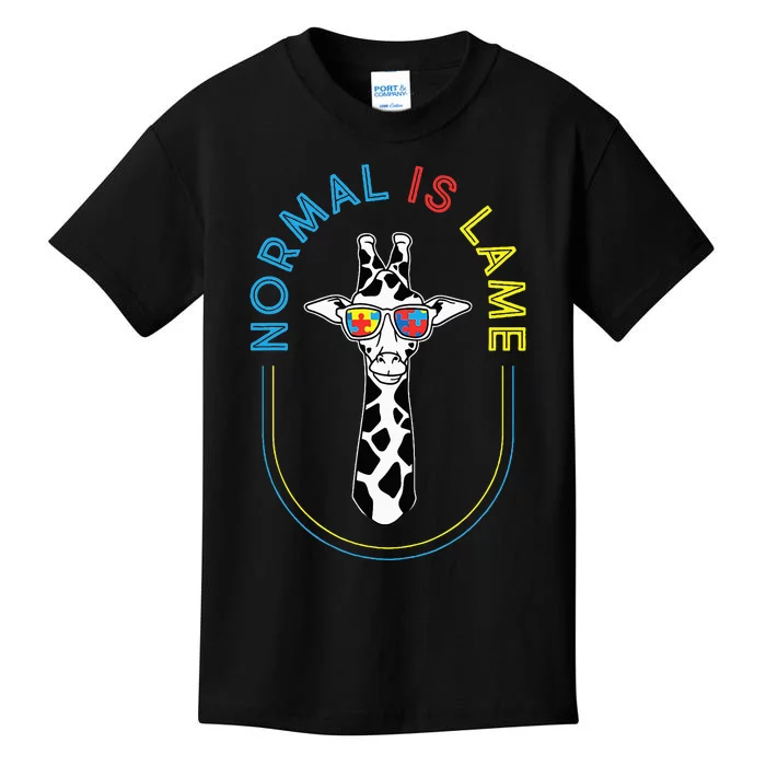 Normal Is Lame Giraffe Autistic Puzzle Autism Awareness Kids T-Shirt