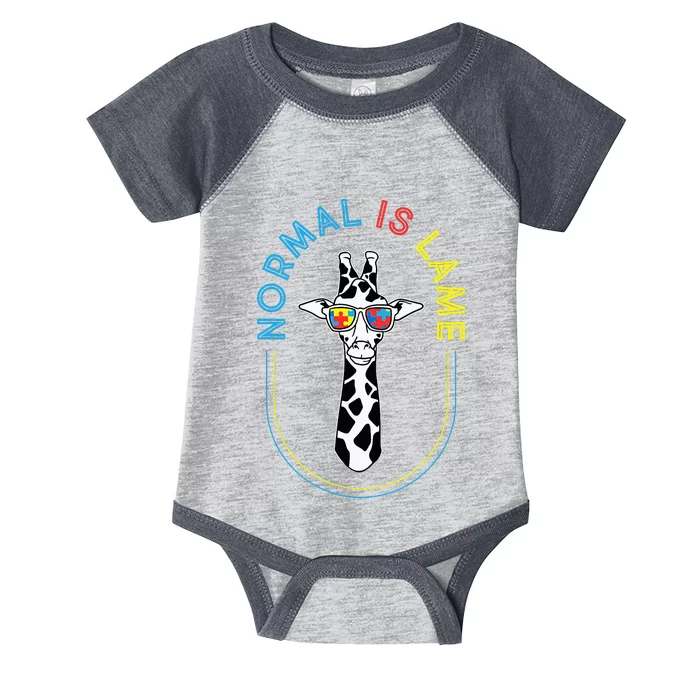 Normal Is Lame Giraffe Autistic Puzzle Autism Awareness Infant Baby Jersey Bodysuit