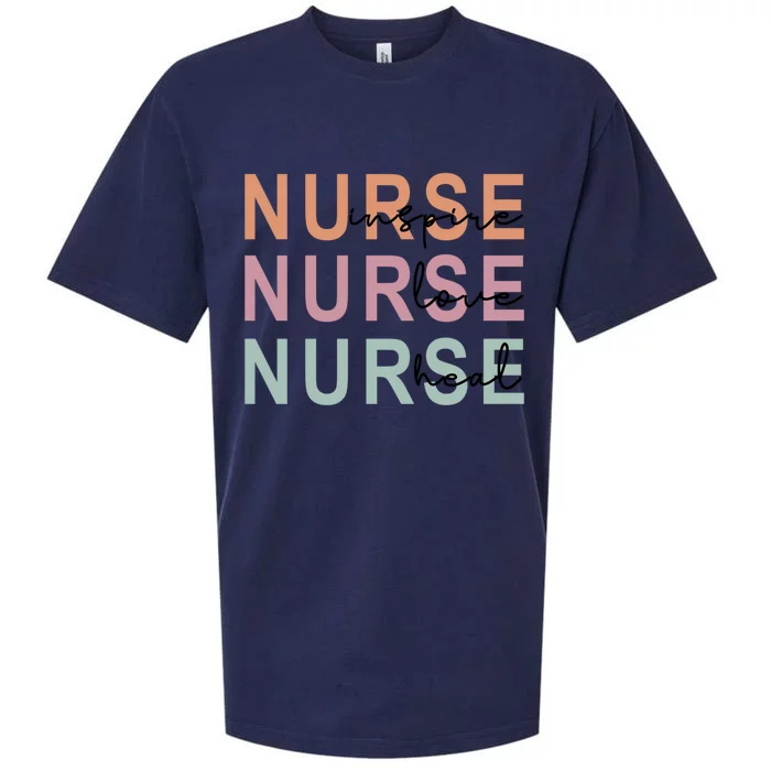 Nurse Inspire Love Heal Funny Nursing Gift Sueded Cloud Jersey T-Shirt