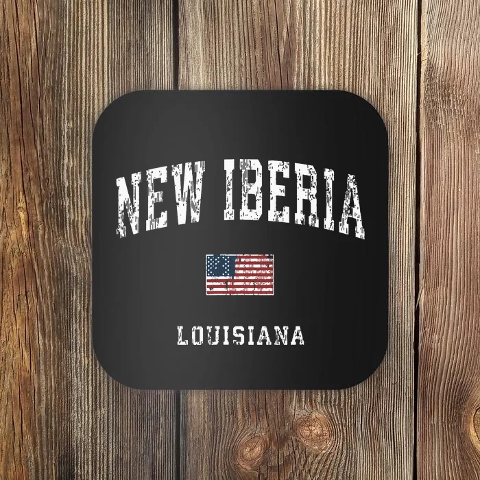 New Iberia Louisiana La Vintage American Flag Sports Design Coaster