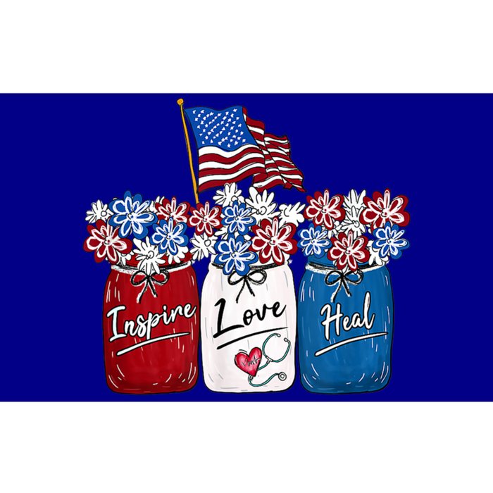 Nurse Inspire Love Heal American Flag Nurse Life 4th Of July Gift Bumper Sticker