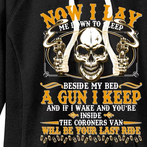 Now I Lay Me Down To Sleep Gun Skull Women's Fleece Hoodie