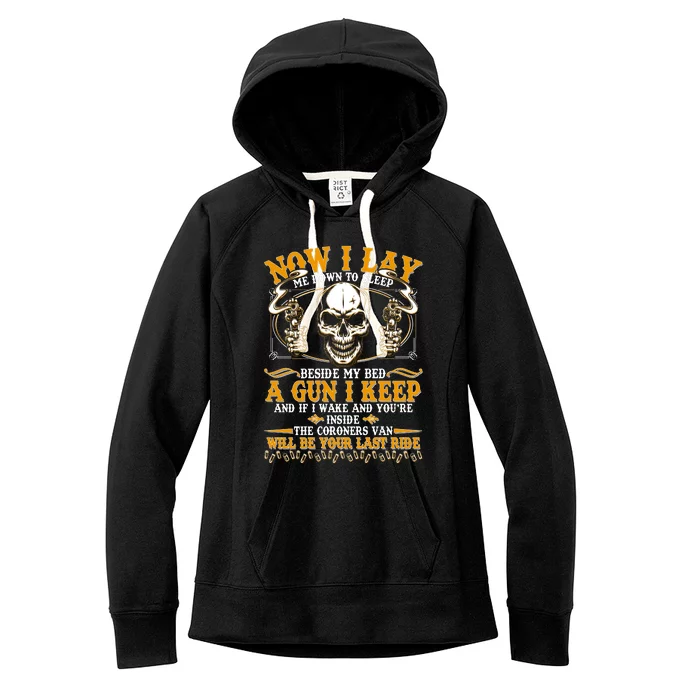 Now I Lay Me Down To Sleep Gun Skull Women's Fleece Hoodie