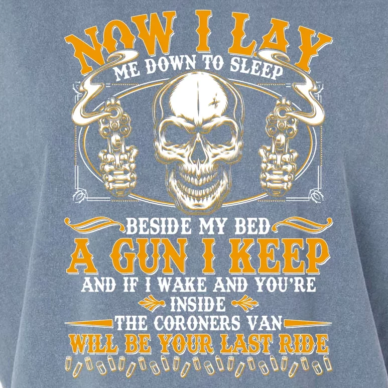 Now I Lay Me Down To Sleep Gun Skull Garment-Dyed Women's Muscle Tee