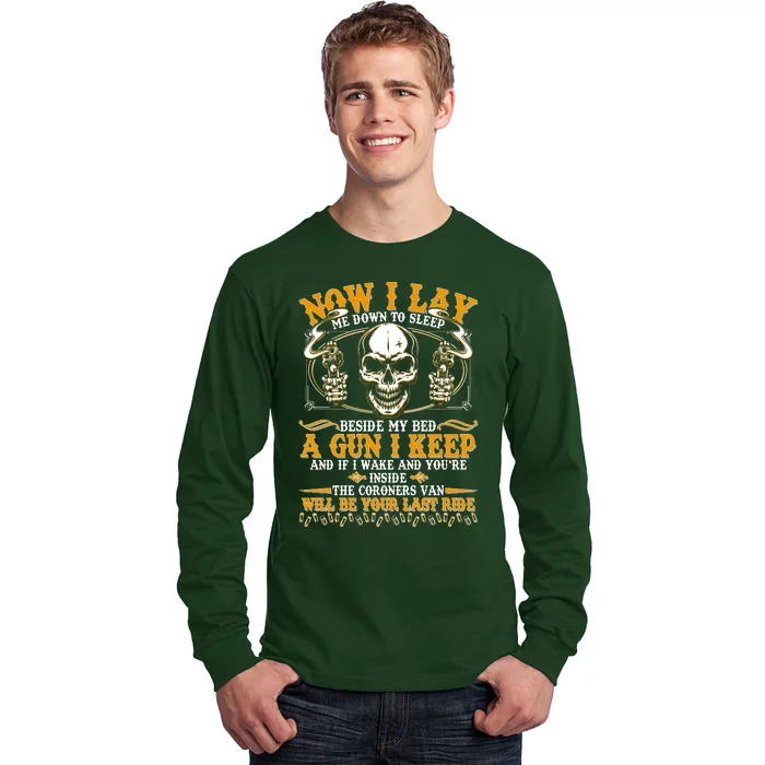 Now I Lay Me Down To Sleep Gun Skull Long Sleeve Shirt