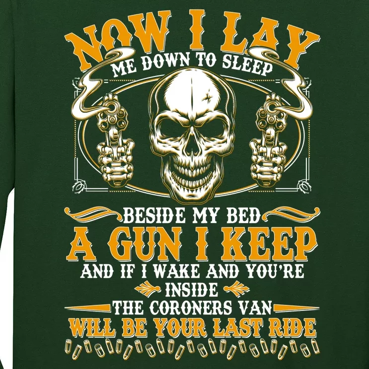 Now I Lay Me Down To Sleep Gun Skull Long Sleeve Shirt