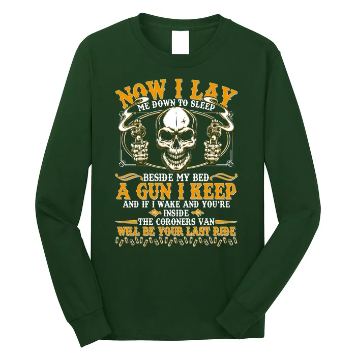 Now I Lay Me Down To Sleep Gun Skull Long Sleeve Shirt