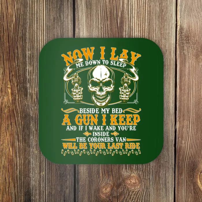 Now I Lay Me Down To Sleep Gun Skull Coaster