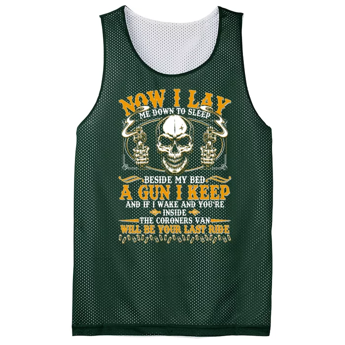 Now I Lay Me Down To Sleep Gun Skull Mesh Reversible Basketball Jersey Tank