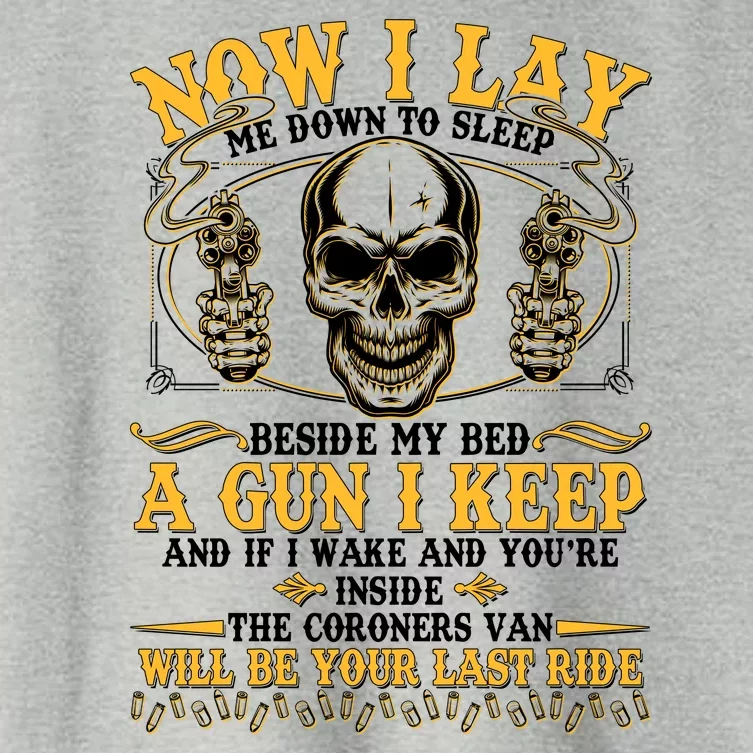 Now I Lay Me Down To Sleep Gun Skull Women's Crop Top Tee