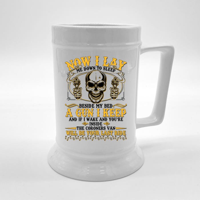 Now I Lay Me Down To Sleep Gun Skull Front & Back Beer Stein