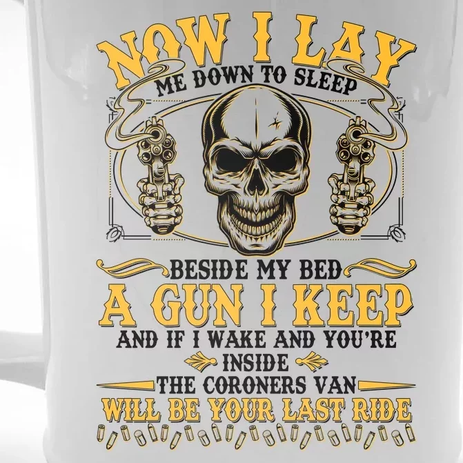 Now I Lay Me Down To Sleep Gun Skull Front & Back Beer Stein